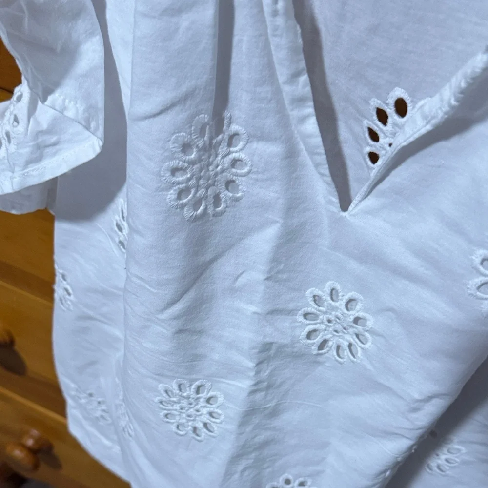 White Eyelet Ruffle Blouse - Picture 2 of 4